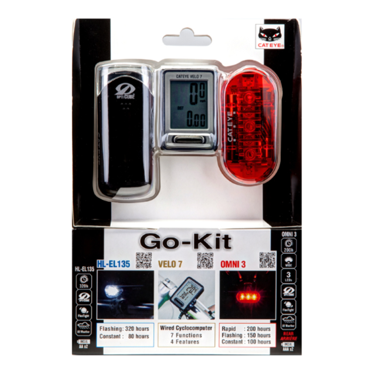 Cat Eye - GS-12 Light and Computer Kit-Bike Computers, Lights