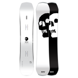 Snowboard with skull design on a white background