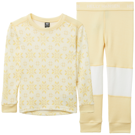 Helly Hansen Junior Graphic Lifa Merino Set 2025-Snowboard/Ski Clothing-4-367 Yellow Cream Snowflake Aop-Kunstadt Sports