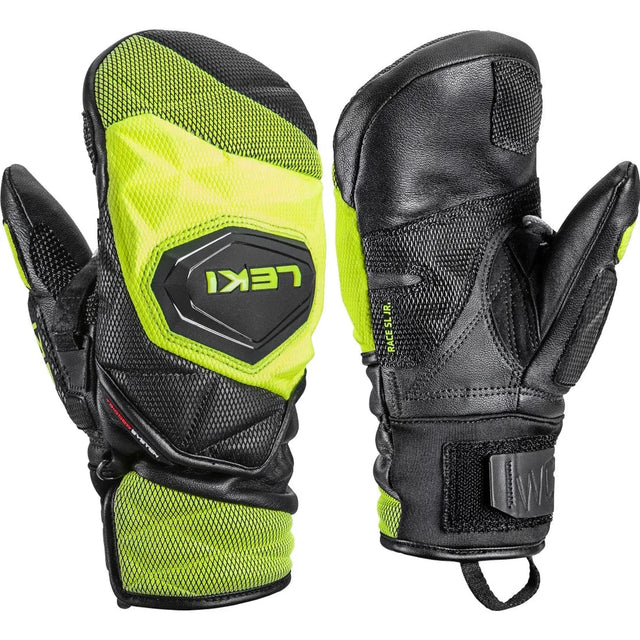 Leki Junior WCR Venom 3D Mitt 2025-Outerwear Accessories-6-Black/Ice Lemon-Kunstadt Sports