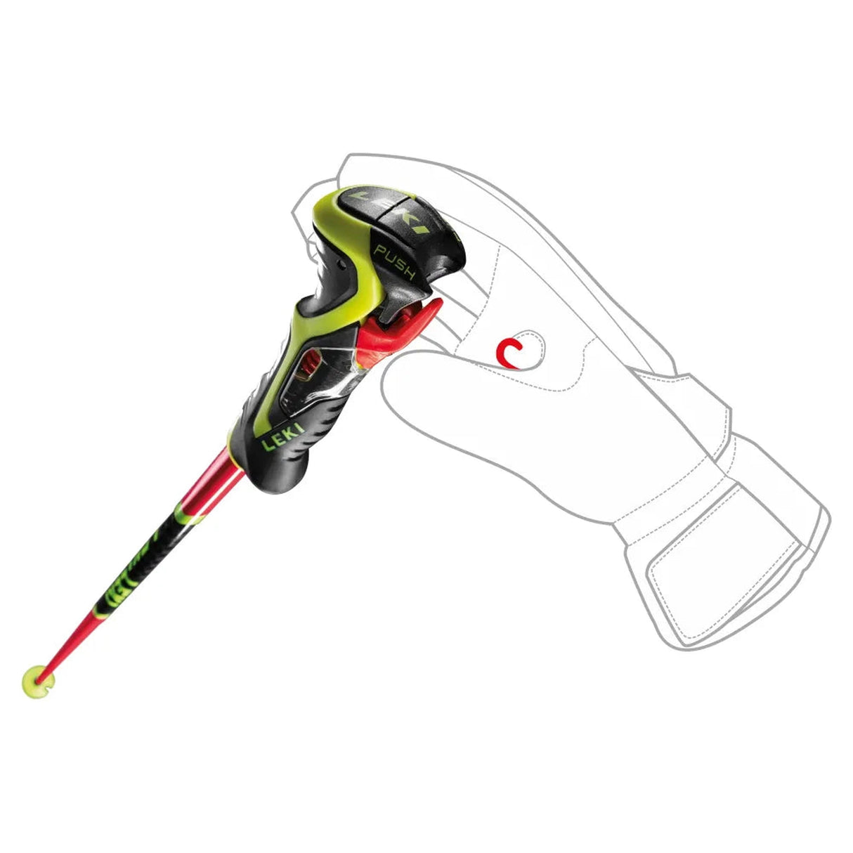 Leki WCR SL 3D Poles 2025-Alpine Ski Poles-125-Brightred/Neonyellow-Kunstadt Sports