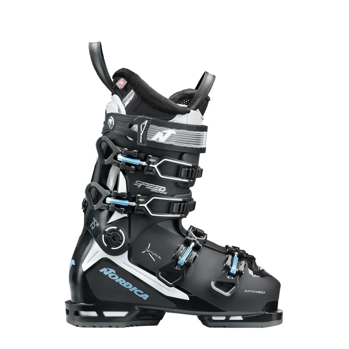 Nordica Speedmachine 3 75 W Ski Boot 2025-Alpine Ski Boots-22.5-Black-White-Light Blue-Kunstadt Sports