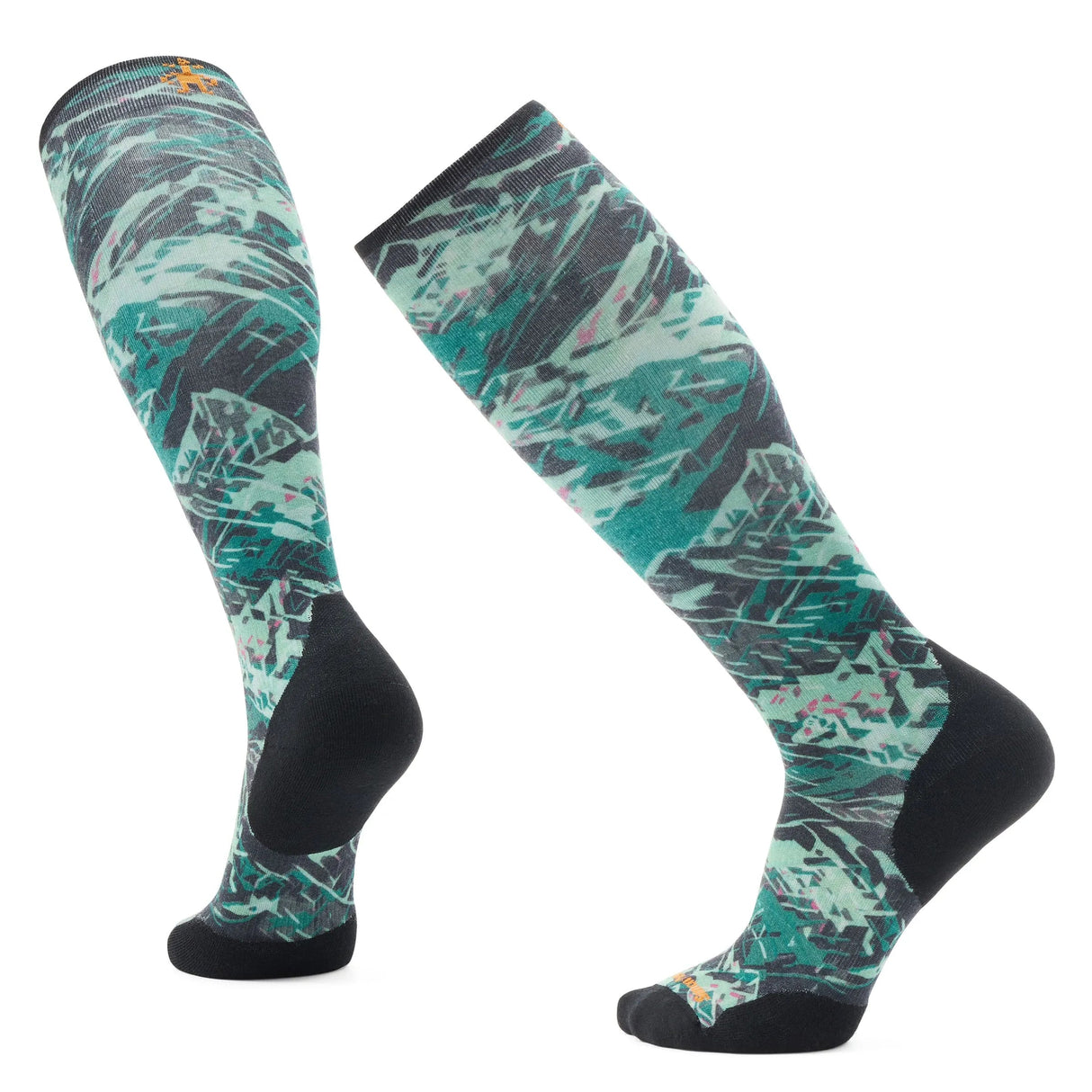 Smartwool Men's Ski Targeted Cushion Green Slopes Print Over The Calf Socks 2025-Socks-M-Black 001-Kunstadt Sports