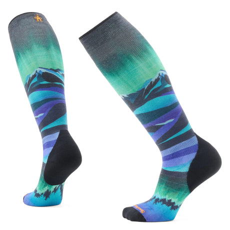 Smartwool Women's Ski Targeted Cushion Compression Print Over The Calf Socks 2025-Socks-S-Black 001-Kunstadt Sports