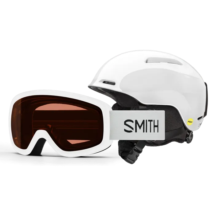 Smith Glide Junior MIPS Helmet / Snowday Combo 2025-Ski/Snowboard Helmets-Youth Small 51-55CM-White-Kunstadt Sports