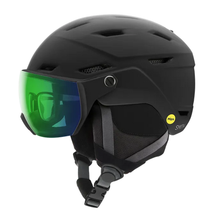 Smith Survey MIPS Helmet 2025-Ski/Snowboard Helmets-Small 51-55CM-Matte Black with ChromaPop Everyday Green Mirror-Kunstadt Sports