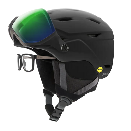 Smith Survey MIPS Helmet 2025-Ski/Snowboard Helmets-Small 51-55CM-Matte Black with ChromaPop Everyday Green Mirror-Kunstadt Sports