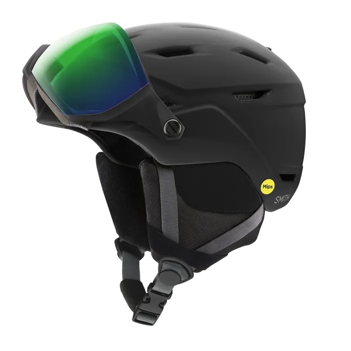 Smith Survey MIPS Helmet 2025-Ski/Snowboard Helmets-Small 51-55CM-Matte Black with ChromaPop Everyday Green Mirror-Kunstadt Sports