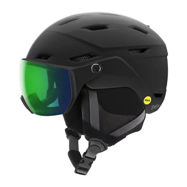 Smith Survey MIPS Helmet 2025-Ski/Snowboard Helmets-Small 51-55CM-Matte Black with ChromaPop Everyday Green Mirror-Kunstadt Sports