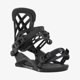 Black Union Flite snowboard binding on a white background